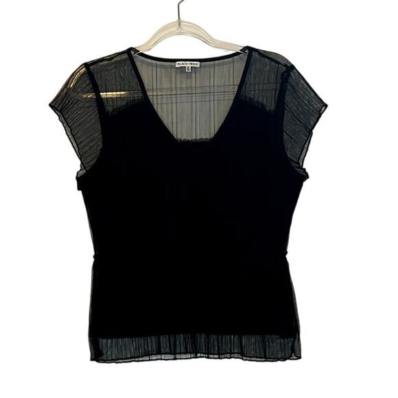 Black Swan Tops - Black Swan Black Retro Peplum Top M